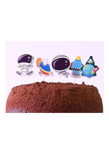 Uzay Şekilli Mum 5 Adet