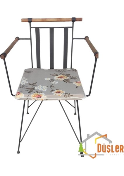 40X40 Çiçek Desenli Açık Kahverengi Saten Fermuarlı Bağcıklı Krem Biyeli Sandalye Minderi 4 cm modelleri