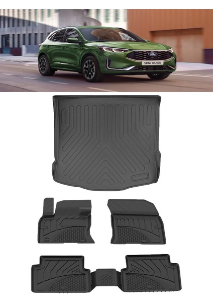 Premıum Ford Kuga 2020 ve Sonrası 4.5d Paspas 3D Rizline Bagaj Havuzu