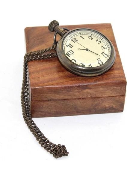 Ahşap Kutulu Pirinç Köstekli Saat 16155