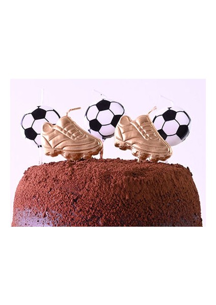 Altın Krampon ve Futbol Topu Şekilli Mum 5 Adet