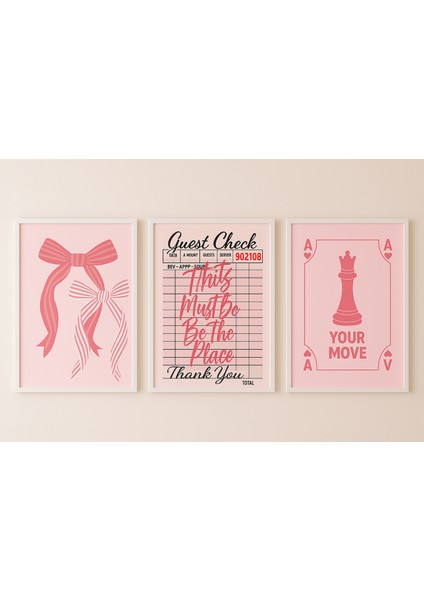 Pink Reverie – 3’lü Çerçeveli Tablo Seti modelleri