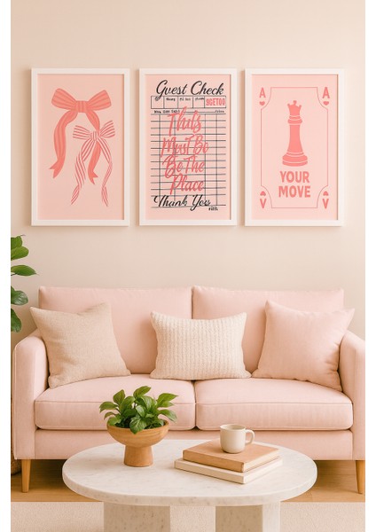Pink Reverie – 3’lü Çerçeveli Tablo Seti indirimleri