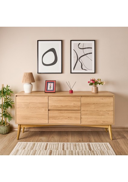 Newham Konsol - Karina Meşe / Natürel - 82X45X170 cm