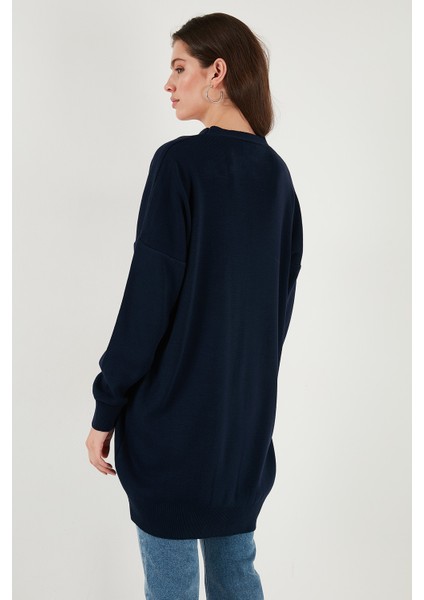 V Yaka Düğmeli Triko Hırka Bayan Hırka 4616031