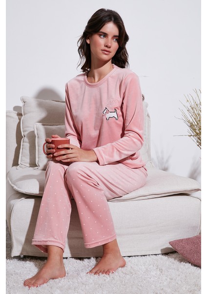 Desenli Regular Fit Bisiklet Yaka Uzun Kollu Pijama Takımı Bayan Pijama Takımı 65713312 fiyatları