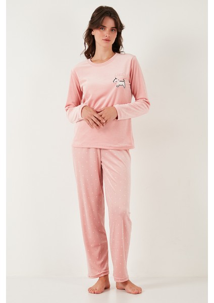 Desenli Regular Fit Bisiklet Yaka Uzun Kollu Pijama Takımı Bayan Pijama Takımı 65713312 indirimleri