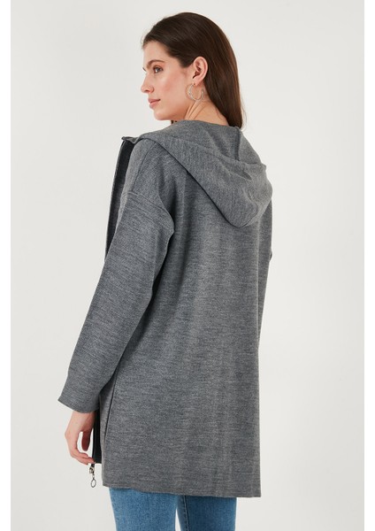 Modest Regular Fit Kapüşonlu Tesettür Triko Hırka Bayan Hırka 4616176