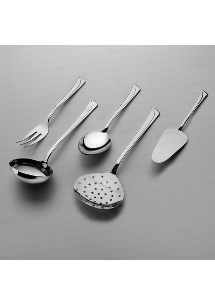 5 Parça Servis Takımı 18/10 Paslanmaz Çelik Gümüş Parlak Yüzey Bulaşık Makinesinde Yıkanabilir