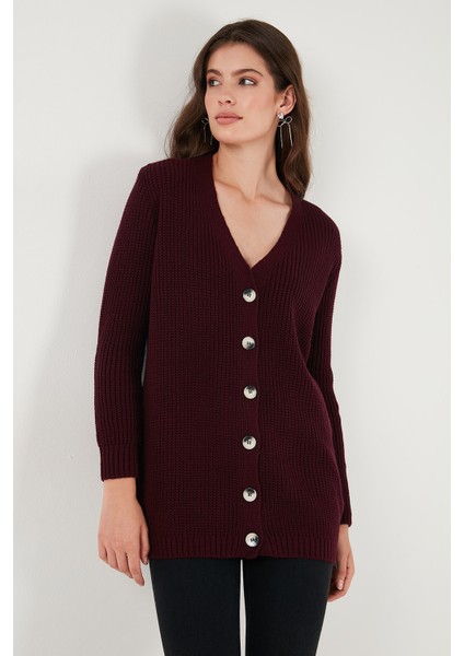 Regular Fit V Yaka Düğmeli Triko Örme Uzun Hırka Bayan Hırka 4615044 fırsatları
