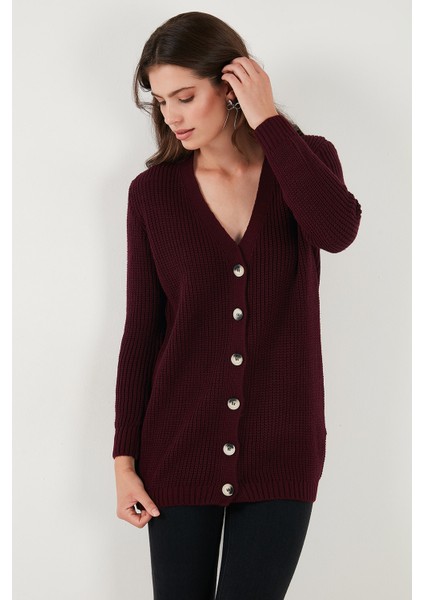 Regular Fit V Yaka Düğmeli Triko Örme Uzun Hırka Bayan Hırka 4615044 indirimleri