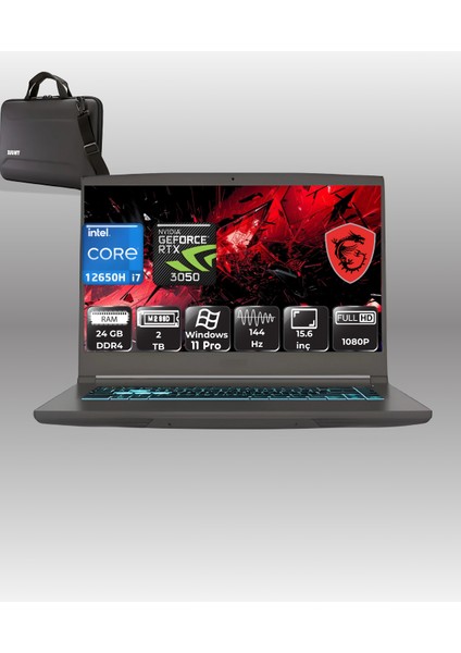 Msı Thın 15 B12UC-1479XTR Intel Core I7 12650H 24GB 2tb SSD RTX3050 WINDOWS11 Pro 15.6" Fhd 144Hz
