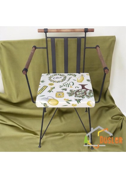 40X40 Zeytin Ağacı Desenli Su ve Leke Itici Fermuarlı Bağcıklı Sandalye Minderi 5 cm modelleri