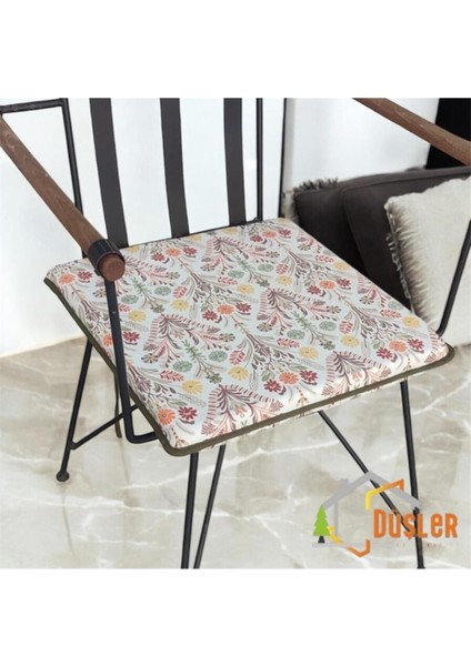 40X40 Iskandinav Otantik Desenli Su ve Leke Itici Fermuarlı Bağcıklı Yeşil Biyeli Sandalye Minderi