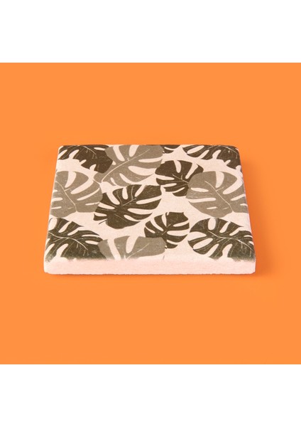 Kitchen Yapraklı Taş Bardak Altlığı - Renkli - 10X10 cm modelleri