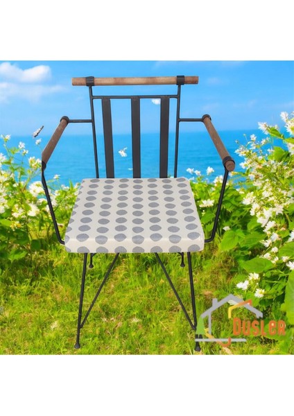 40X40 Gri Puantiyeli Krem Su ve Leke Itici Fermuarlı Bağcıklı Sandalye Minderi 5 cm fiyatları