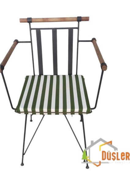 40X40 Yeşil Beyaz Çizgili Su ve Leke Itici Fermuarlı Bağcıklı Yeşil Biyeli Sandalye Minderi 4 cm fiyatları