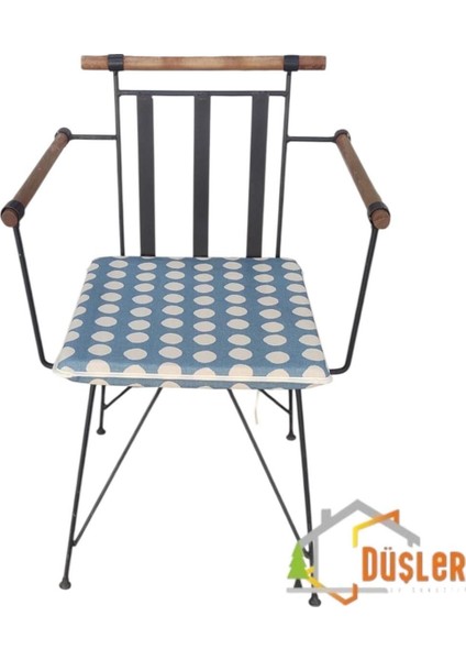 40X40 Krem Puantiyeli Mavi Su ve Leke Itici Fermuarlı Bağcıklı Krem Biyeli Sandalye Minderi 4 cm fırsatları