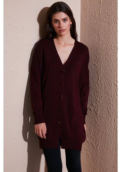 V Yaka Düğmeli Triko Hırka Bayan Hırka 4616031 fiyatları