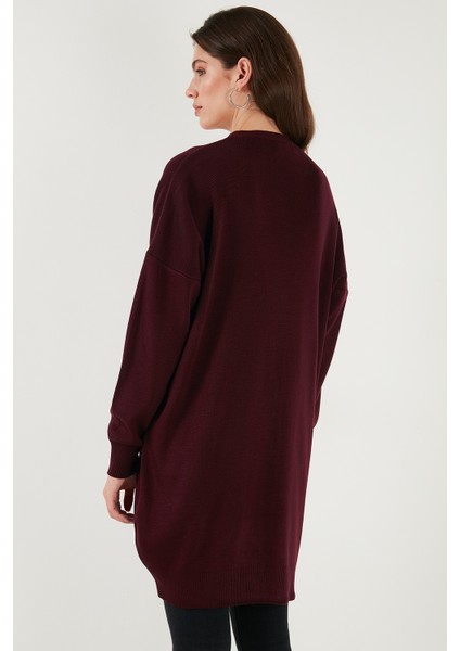 V Yaka Düğmeli Triko Hırka Bayan Hırka 4616031