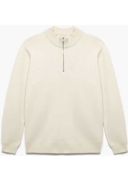 Uzun Kollu Viskon Karışımlı Yarım Fermuarlı Triko Kazak modelleri