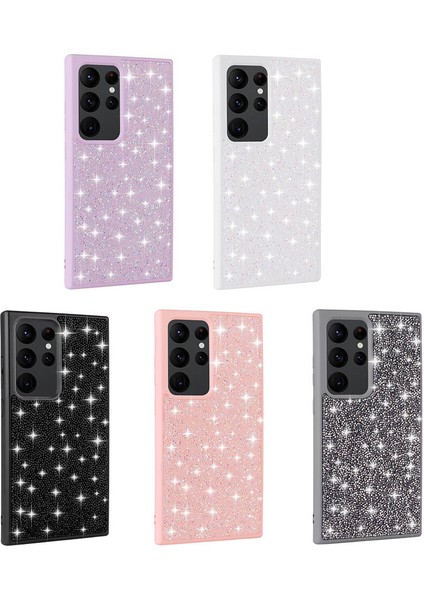 Galaxy S24 Ultra Kılıf Parlak Taşlı Tasarım Zıvo Pırlanta Kapak-Pembe fırsatları