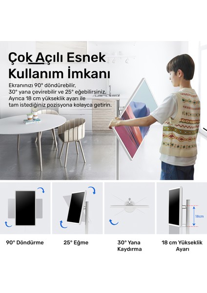 SW2495T 24'' Full HD 8/128GB Android Dokunmatik Şarjlı Taşınabilir Smart Led Ekran modelleri