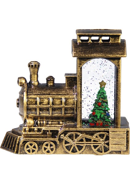 Işıklı Nostaljik Lokomotif Yılbaşı Temalı Kar Küresi 13 cm
