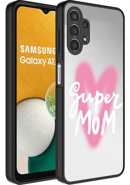 Galaxy A13 4g Kılıf Aynalı Desenli Kamera Korumalı Parlak Zıvo Mirror Kapak-Süper Anne
