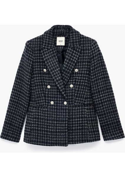 Kruvaze Yaka Cepli Uzun Kollu Ekose Tüvit Kısa Blazer Ceket modelleri