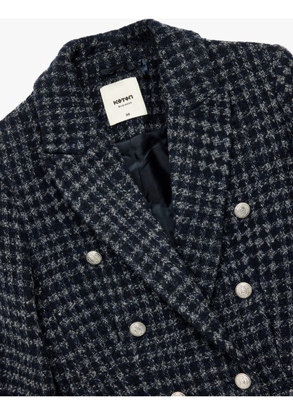 Kruvaze Yaka Cepli Uzun Kollu Ekose Tüvit Kısa Blazer Ceket indirimleri