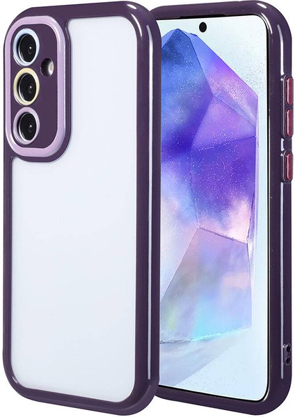 Galaxy A55 Kılıf Kamera Korumalı Renkli Kenar ve Çerçeve Tasarımlı Zıvo Vitamin Kapak-Derin Mor