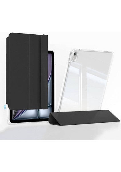 ​apple iPad Air 11 2024 Kılıf Magnetik Ayrılabilen Airbagli Uyumlu Zıvo Sliding Tablet Kılıfı-Siyah