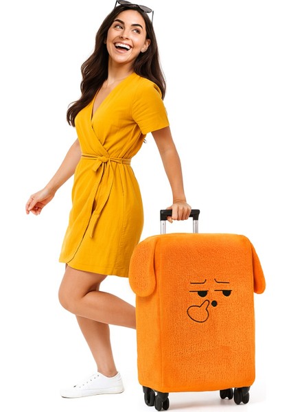 Şaşkın Yüz Desenli Bavul-Valiz Koruyucu Kılıf | Seyahatlere Neşe Katın