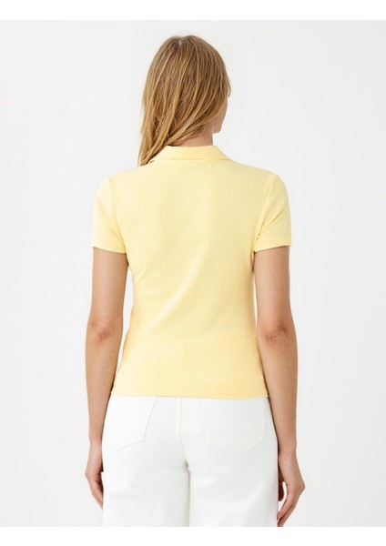 Sarı Dar Kesim Kısa Kollu Polo Yaka Örme Tişört indirimleri