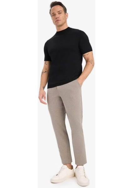 Jogger Fit Cepli Esnek Kumaş Düz Paça Vizon Erkek Pantolon T6317AZ/BG404