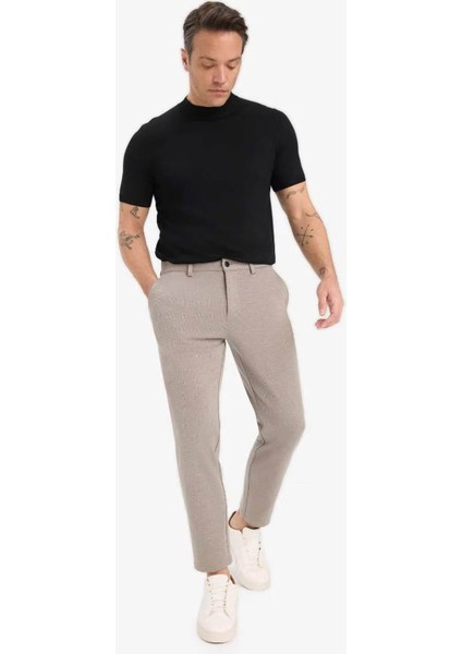 Jogger Fit Cepli Esnek Kumaş Düz Paça Vizon Erkek Pantolon T6317AZ/BG404 modelleri