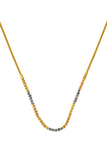 Üç Renkli Dorikalı 14 Ayar Altın Kolye