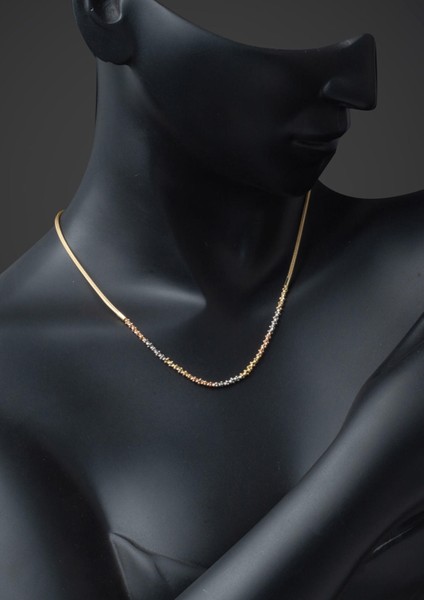 Üç Renkli Dorikalı 14 Ayar Altın Kolye fırsatları