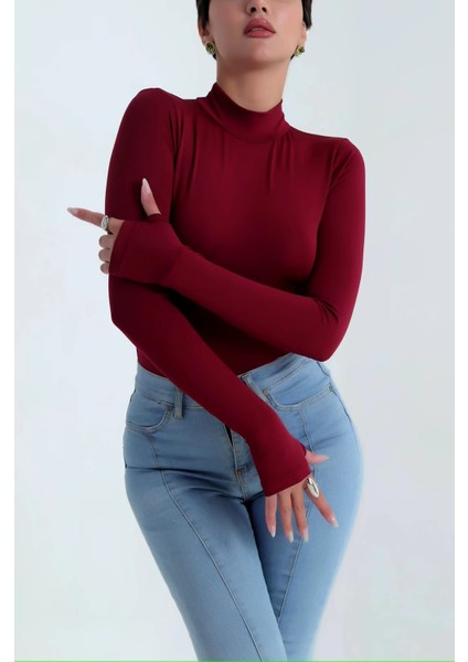 Yarım Balıkçı Yakalı Parmak Geçmeli Bodysuit fiyatları