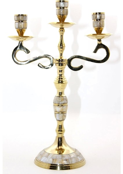 Pirinç Sedefli 3'lü Şamdan 18912