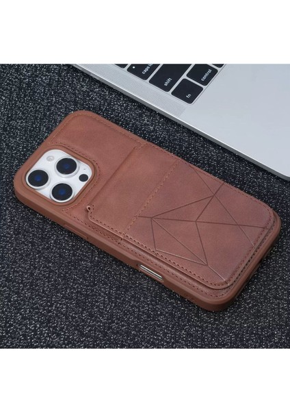 Iphone 16 Pro Deri Cüzdanlı ve Stand Özelliği Olan Özel Tasarım Klıf