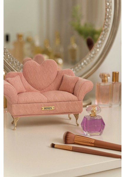 Berjer Figürlü Kadife Desenli Takı Bijuteri Mücevher Kutusu Biblo 24CM Pembe Ithal Ürün