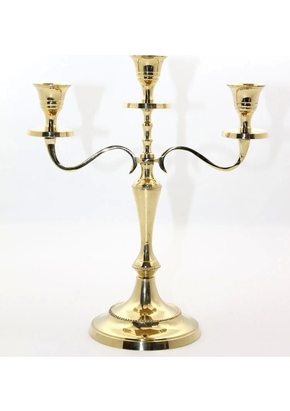 Pirinç 3'lü Şamdan 4612