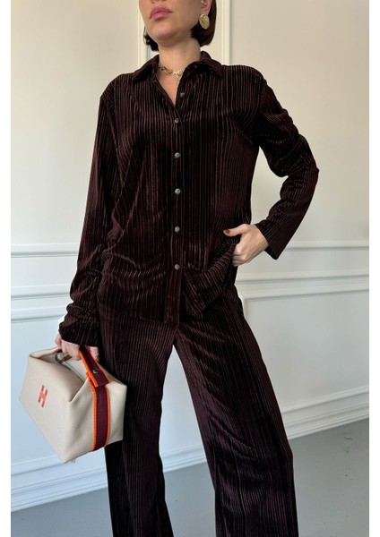 Kadife Premium Takım- Kahverengi fiyatları