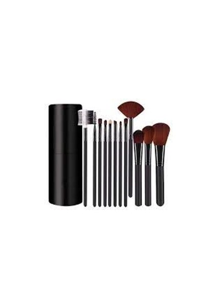 Silindir Makyaj Fırça Seti | Siyah Renk, Profesyonel 12’li Makyaj Fırçası + Taşıma Kutusu fiyatları