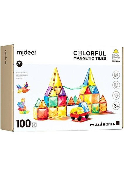Renkli Magnetic Tiles - 100 Parça