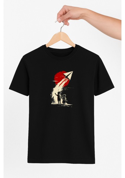 Çocuklar ve Kağıt Uçak Unisex Tshirt Pilot - Havacı - Uçak Tutkunu