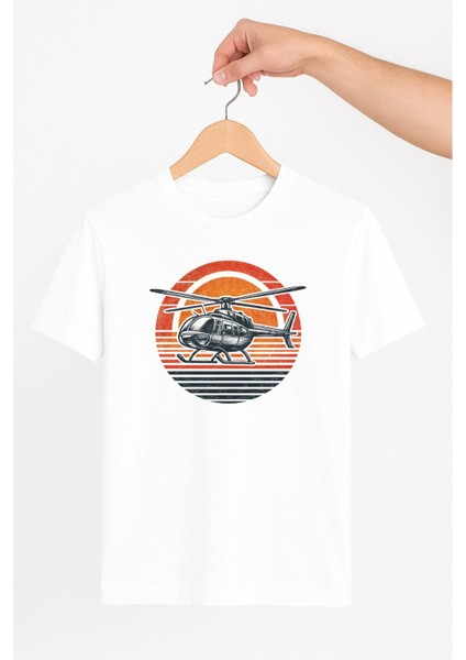 Helikopter Silüeti Unisex Tshirt Pilot - Havacı - Uçak Tutkunu