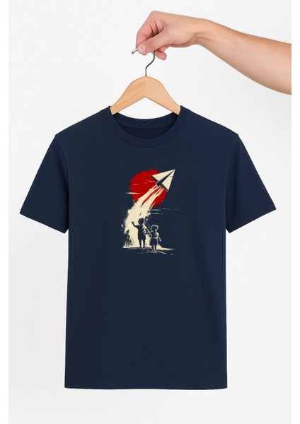 Çocuklar ve Kağıt Uçak Unisex Tshirt Pilot - Havacı - Uçak Tutkunu